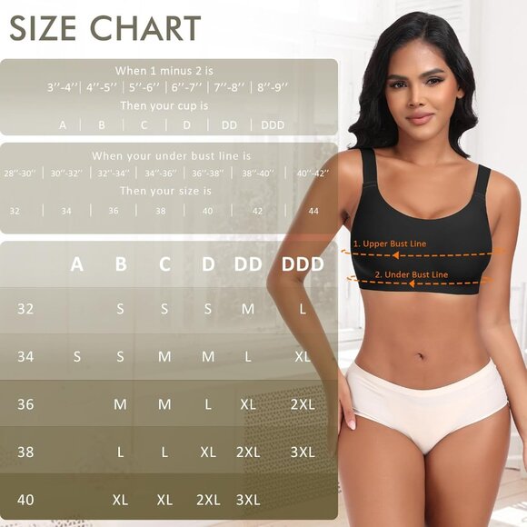 🆕Women Black Nylon Wireless Full Coverage Seamless Padded No Underwire Bra - Picture 6 of 6